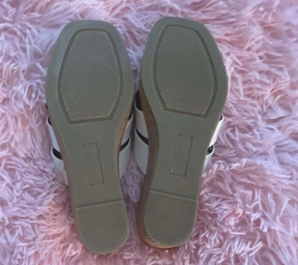 White Mountain Wedge Sandals White Cross Strap Cork Slide - Picture 8 of 9
